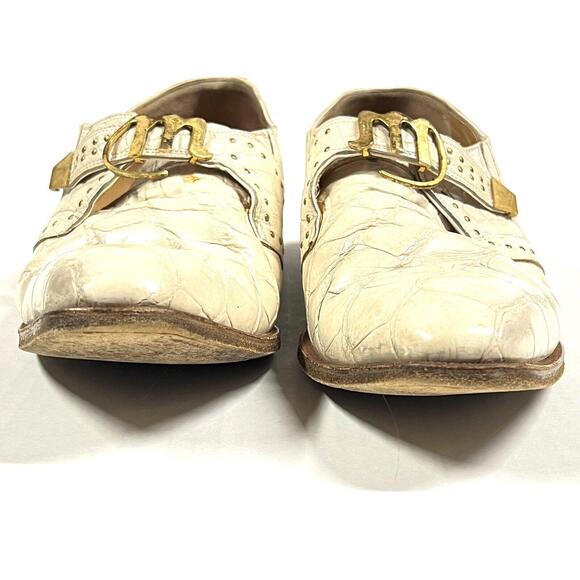 MAURI Genuine Alligator Cream White Dress Shoes 12 M 2503 154 RARE! VERY  WORN